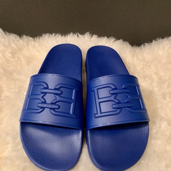 New Authentic Alexander McQueen Double Buckle Sandal & Bally Blue Men’s Slides - Picture 7 of 9